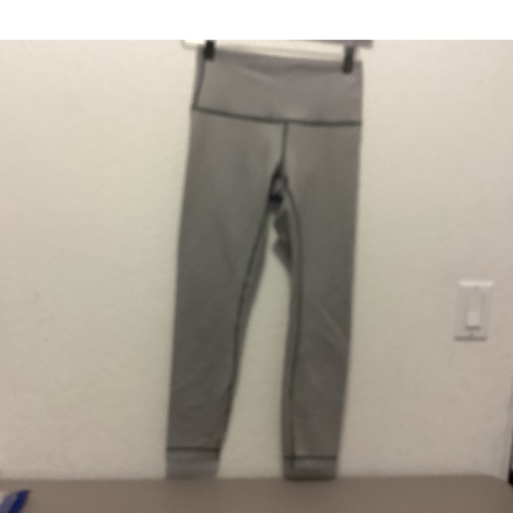 Lululemon Wunder Under Leggings Womens 4 Gray Herringbone High Rise Yoga Pants